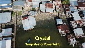  Presentation with plastic pollution - Theme with plastic rubbish dumped in slum background and a tawny brown colored foreground