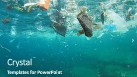  Presentation with ocean pollution - Colorful slide deck enhanced with plastic rubbish pollution in ocean backdrop and a ocean colored foreground