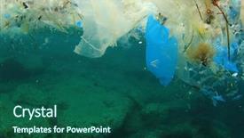  Presentation with ocean pollution - Audience pleasing PPT layouts consisting of plastic rubbish pollution in ocean backdrop and a ocean colored foreground