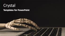  Presentation with black-hand - Presentation theme featuring plastic-skeleton-hand-on-laptop and a black colored foreground