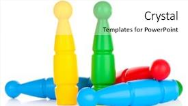  Presentation with bowling - PPT theme with plastic skittles of toy bowling background and a  colored foreground