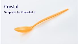  Presentation with industrial engineer orange - Audience pleasing PPT theme consisting of plastic spoon for daily use backdrop and a  colored foreground