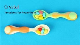  Presentation with pills - PPT theme with plastic spoons with color pills background and a  colored foreground