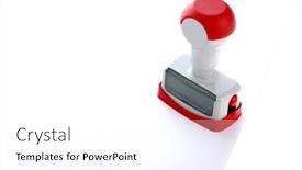  Presentation with stamp - Beautiful slide set featuring plastic stamp over white paper backdrop and a white colored foreground