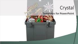  Presentation with text box - PPT theme featuring plastic storage box jam packed background and a light gray colored foreground