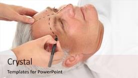  Presentation with correction - Audience pleasing PPT theme consisting of plastic surgeons - female hand drawing correction line backdrop and a coral colored foreground