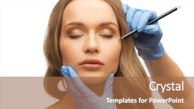  Presentation with beautician - Presentation design consisting of plastic surgeons - picture of woman face background and a  colored foreground