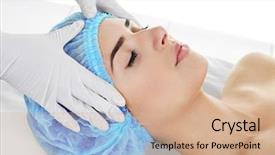  Presentation with plastic surgery - PPT theme having plastic surgery concept doctor checking background and a  colored foreground