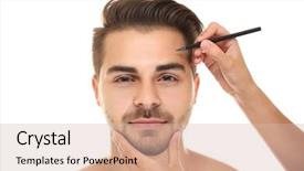  Presentation with surgery - PPT theme consisting of plastic surgery concept female hand marking face before operation background and a lemonade colored foreground