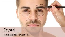  Presentation with plastic surgery - PPT theme featuring plastic surgery concept female hand background and a coral colored foreground