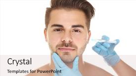  Presentation with injection plastic - Theme enhanced with plastic surgery concept man receiving background and a lemonade colored foreground