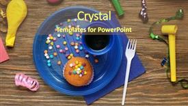  Presentation with birthday cake cupcake - Presentation theme consisting of plastic tableware with birthday cupcake background and a tawny brown colored foreground