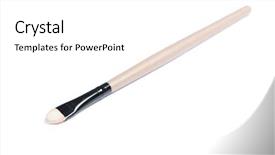  Presentation with makeup brush and cosmetics - Colorful presentation theme enhanced with plastic thin makeup sponge brush backdrop and a white colored foreground