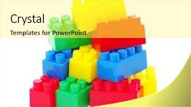  Presentation with toy - Slide deck featuring plastic toy blocks on white background and a yellow colored foreground