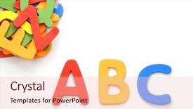  Presentation with white letters - Cool new PPT layouts with plastic toy letters abc isolated backdrop and a lemonade colored foreground