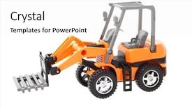  Presentation with pallet - Colorful PPT theme enhanced with plastic toy tractor with front backdrop and a white colored foreground