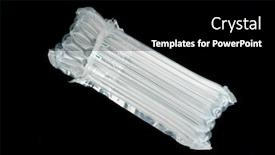  Presentation with plastic packaging - Audience pleasing presentation design consisting of plastic-translucent-air-packaging-protection backdrop and a black colored foreground