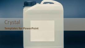  Presentation with oil plastic - PPT theme featuring plastic-transparent-canister-with-liquid background and a soft green colored foreground