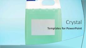  Presentation with oil plastic - Presentation theme with plastic-transparent-canister-with-liquid background and a  colored foreground