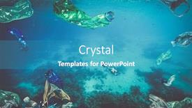  Presentation with plastic waste - Slide deck with plastic-waste-bottle-bags-floating background and a teal colored foreground