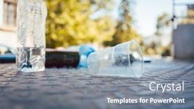  Presentation with plastic waste - Presentation theme enhanced with plastic-waste-on-the-floor background and a gray colored foreground