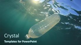  Presentation with plastic bottle pollution - Slide set with plastic-water-bottle-discarded background and a ocean colored foreground
