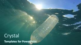  Presentation with plastic bottle pollution - Beautiful presentation theme featuring plastic water bottle pollution backdrop and a ocean colored foreground