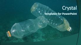  Presentation with water ocean - Slide set featuring plastic water bottles pollute ocean background and a ocean colored foreground