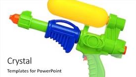  Presentation with gun - PPT theme consisting of plastic water gun isolated background and a white colored foreground