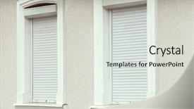  Presentation with windows - Amazing slide set having plastic windows with roller shutters backdrop and a light gray colored foreground