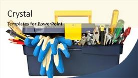  Presentation with tools - Cool new theme with plastic workbox with assorted tools backdrop and a blonde colored foreground