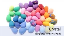  Presentation with events and decoration presentation - Colorful slide deck enhanced with plasticine easter decoration colored egg backdrop and a light blue colored foreground