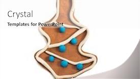  Presentation with gingerbread - Slide deck featuring plasticine figure in a gingerbread shape of christmas tree isolated on white background background and a white colored foreground