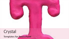  Presentation with letter - Presentation theme featuring plasticine letter t isolated on a white background background and a coral colored foreground
