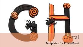  Presentation with modeling - Slides consisting of plasticine letters g and h halloween alphabet made in modeling techniques from plasticine background and a coral colored foreground