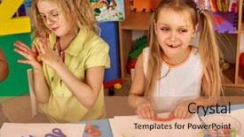  Presentation with modeling - Presentation theme consisting of plasticine modeling clay in children background and a coral colored foreground