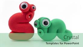  Presentation with worm - PPT layouts having plasticine-molding-characters-on-white background and a seafoam green colored foreground