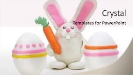  Presentation with christian easter jesus risen - Colorful PPT theme enhanced with plasticine rabbit with easter egg backdrop and a  colored foreground