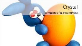  Presentation with rabbit - Presentation theme with plasticine rabbit with easter egg isolated over the white background background and a white colored foreground