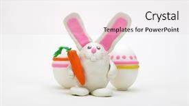  Presentation with white easter lily flowers - Audience pleasing slide deck consisting of plasticine rabbit with easter eggs backdrop and a lemonade colored foreground