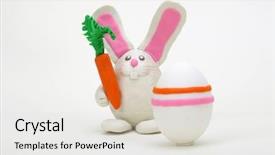  Presentation with rabbit - Theme having plasticine rabbit with easter eggs background and a light gray colored foreground