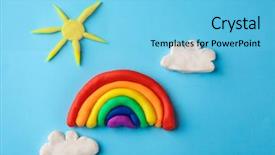  Presentation with rainbow - Colorful PPT layouts enhanced with plasticine rainbow sun and clouds backdrop and a  colored foreground