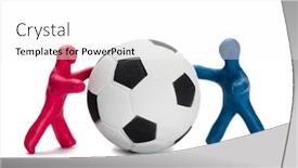  Presentation with red white blue - PPT theme featuring plasticine-small-people-soccer-players background and a white colored foreground