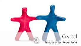  Presentation with red white blue - Beautiful slide deck featuring plasticine-small-persons-soccer-red backdrop and a white colored foreground