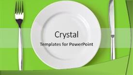  Presentation with orange green white - Presentation theme having plate and fork on green background and a white colored foreground