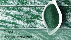  Presentation with spirulina - PPT theme consisting of plate and spirulina powder on table background and a seafoam green colored foreground