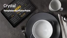  Presentation with tableware - Slide deck enhanced with plate and tableware with online background and a dark gray colored foreground