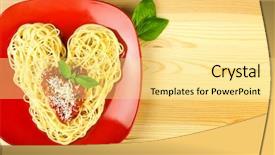 Presentation with heart healthy diet - PPT theme with plate and wooden table heart background and a yellow colored foreground