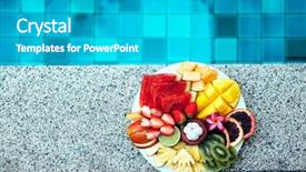  Presentation with tropical fruit - Cool new PPT theme with plate by hotel pool exotic backdrop and a teal colored foreground