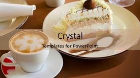  Presentation with cup cake - Slide set consisting of plate closeup with coffee background and a coral colored foreground
